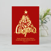 Elegant Gold Script Business Kerstmis Folie Feestdagenkaart (Staand Voorkant)