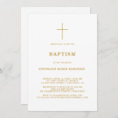 Elegant Gold Script Calligraphy Cross-Baptisme Kaart (Voorkant / Achterkant)