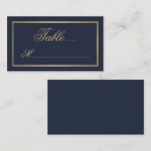 Elegant Gold Script Calligraphy Navy Blue Wedding Plaatskaartje (Voorkant / Achterkant)