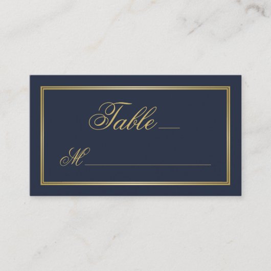 Elegant Gold Script Calligraphy Navy Blue Wedding Plaatskaartje (Voorkant)