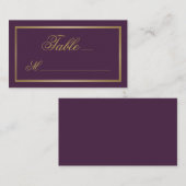 Elegant Gold Script Calligraphy on Plum Wedding Plaatskaartje (Voorkant / Achterkant)