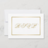 Elegant Gold Script Calligraphy on White Wedding RSVP Kaartje (Achterkant)