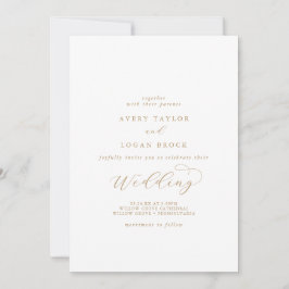 Elegant Gold Script Casual paar en familiehuwelijk Kaart