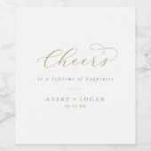 Elegant Gold Script Cheers Wedding Wine Labels Wijn Etiket (Enkel label)
