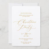 Elegant Gold Script Christmas Party Invitation Kaart (Voorkant)