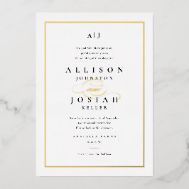 Elegant Gold Script Classic White Wedding Folie Uitnodiging