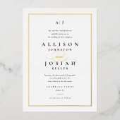 Elegant Gold Script Classic White Wedding Folie Uitnodiging (Voorkant)