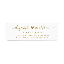 Elegant Gold Script Couple Retour Adreslabel Etiket