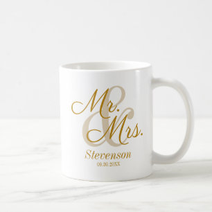 Elegant Gold Script Couple Wedding Gift Coffee Mok