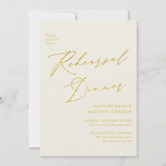 Elegant Gold Script Cream repetitie diner QR code Kaart (Voorkant)