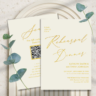 Elegant Gold Script Cream repetitie diner QR code Kaart