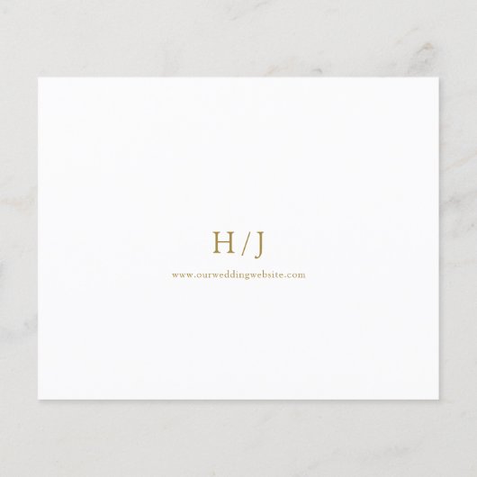 Elegant Gold Script Curved Text Wedding Invitation (Achterkant)