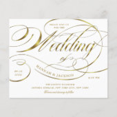 Elegant Gold Script Curved Text Wedding Invitation (Voorkant)