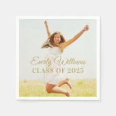 Elegant Gold Script Custom 2025 Afstuderen Foto Servet (Voorkant)