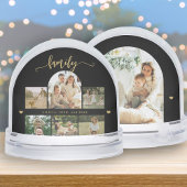 Elegant gold script custom family photo collage sneeuwbol