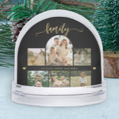Elegant gold script custom family photo collage sneeuwbol