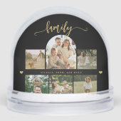Elegant gold script custom family photo collage sneeuwbol (Voorkant)