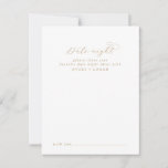 Elegant Gold Script Date Night Idea Advice Kaart<br><div class="desc">Deze elegante gouden de nachtkaartjes van de gouden manuscriptdatum zijn de perfecte activiteit voor een eenvoudige trouwontvangst of een vrijgezellenfeest. Het minimalistische goud- en witte design is uitgerust met fancy romantische typografie met moderne glazen stijl. in elke kleur. Houd het ontwerp minimaal en vaag, zoals het is, of pas het...</div>