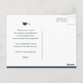 Elegant Gold Script Dusty Blue AFSTUDEERDER Hartel Briefkaart (Achterkant)