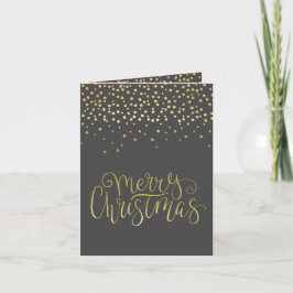 Elegant Gold Script en Confetti Black Kerstmis Feestdagen Kaart