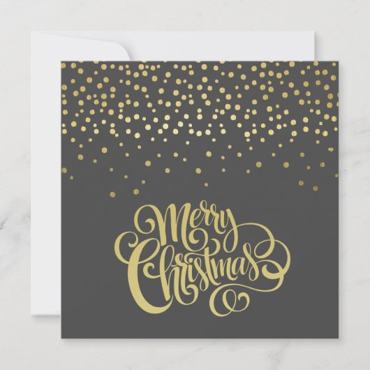 Elegant Gold Script en Confetti Black Kerstmis Feestdagenkaart (Voorkant)