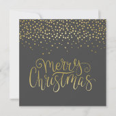 Elegant Gold Script en Confetti Black Kerstmis Feestdagenkaart (Voorkant)