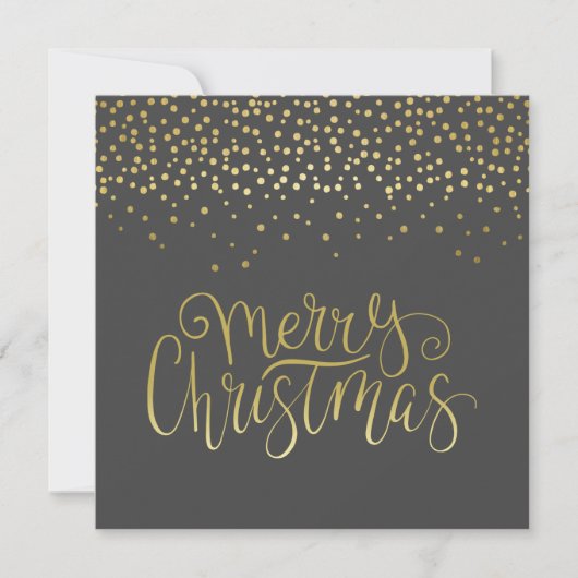 Elegant Gold Script en Confetti Black Kerstmis Feestdagenkaart (Voorkant)