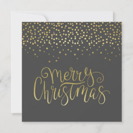Elegant Gold Script en Confetti Black Kerstmis Feestdagenkaart
