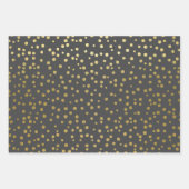 Elegant Gold Script en Confetti Black Kerstmis Inpakpapier Vel (Voorkant 3)