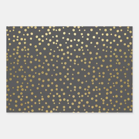 Elegant Gold Script en Confetti Black Kerstmis Inpakpapier Vel (Voorkant 3)
