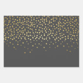 Elegant Gold Script en Confetti Black Kerstmis Inpakpapier Vel (Voorkant 2)