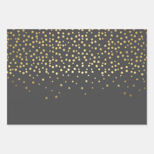 Elegant Gold Script en Confetti Black Kerstmis Inpakpapier Vel (Voorkant 2)