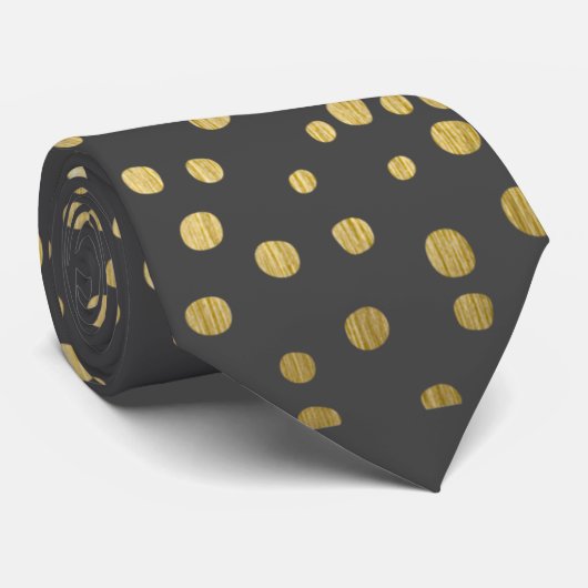 Elegant Gold Script en Confetti Black Kerstmis Stropdas (Opgerold)