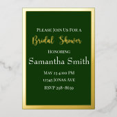 Elegant Gold Script en Lijst op groen Vrijgezellen Folie Uitnodiging (Voorkant)