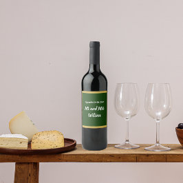 Elegant Gold Script en Lijst op groene wijnlabels Wijn Etiket