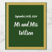 Elegant Gold Script en Lijst op groene wijnlabels Wijn Etiket (Enkel label)