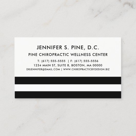 Elegant Gold Script en Stripes Chiropractor Visitekaartje (Achterkant)
