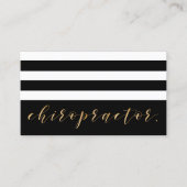 Elegant Gold Script en Stripes Chiropractor Visitekaartje (Voorkant)