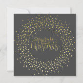 Elegant Gold Script en Wreater Black Kerstmis Feestdagenkaart (Voorkant)