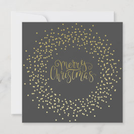 Elegant Gold Script en Wreater Black Kerstmis Feestdagenkaart