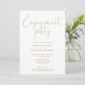 Elegant Gold Script Engagement Party Kaart (Staand voorkant)