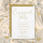 Elegant Gold Script Engagement Party Kaart