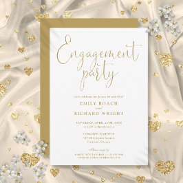Elegant Gold Script Engagement Party Kaart