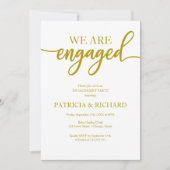 Elegant Gold Script Engagement Party Kaart (Voorkant)