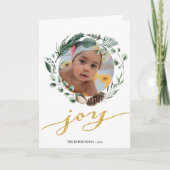 Elegant Gold Script Eucalyptus Foliage Greenery Feestdagen Kaart (Voorkant)