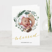 Elegant Gold Script Eucalyptus Foliage Greenery Feestdagen Kaart (Voorkant)