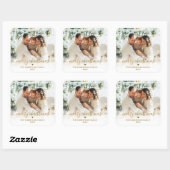 Elegant Gold Script Family Photo Merry Christmas Vierkante Sticker (Vel)