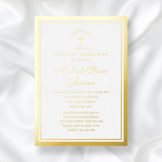 Elegant Gold Script First Community Folie Uitnodiging