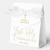 Elegant Gold Script First Heilige Communie Bedankdoosjes (Voorkant)
