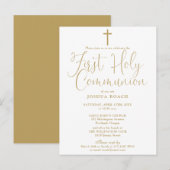 Elegant Gold Script First Heilige Communie Briefkaart (Voorkant / Achterkant)